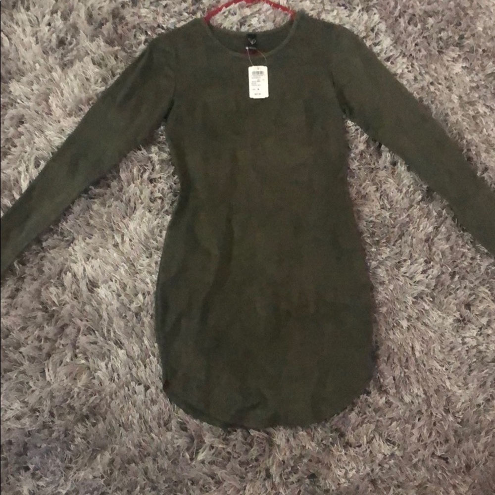 Olive Faux Suede Dress